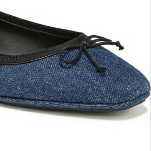 NEW Veronica Beard Beatrix Denim Slip On Bow Ballet Flats. Color Mountain Blue. - Picture 4 of 11